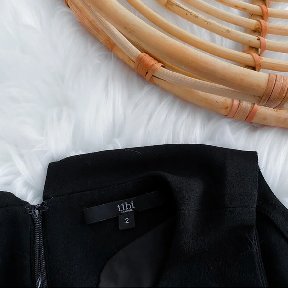 Tibi Savanna Cut Out Shoulder Mini Dress Black Cold Shoulders Sheath 2 - Picture 13 of 16